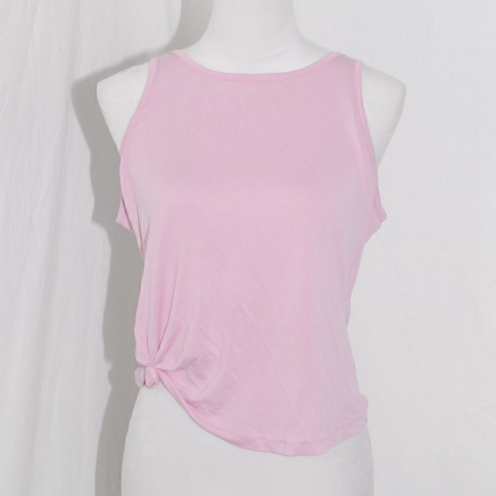 Tank Top Open Back OYANUS Womens Medium Spaghetti Strap Pink Knot Accent GUC